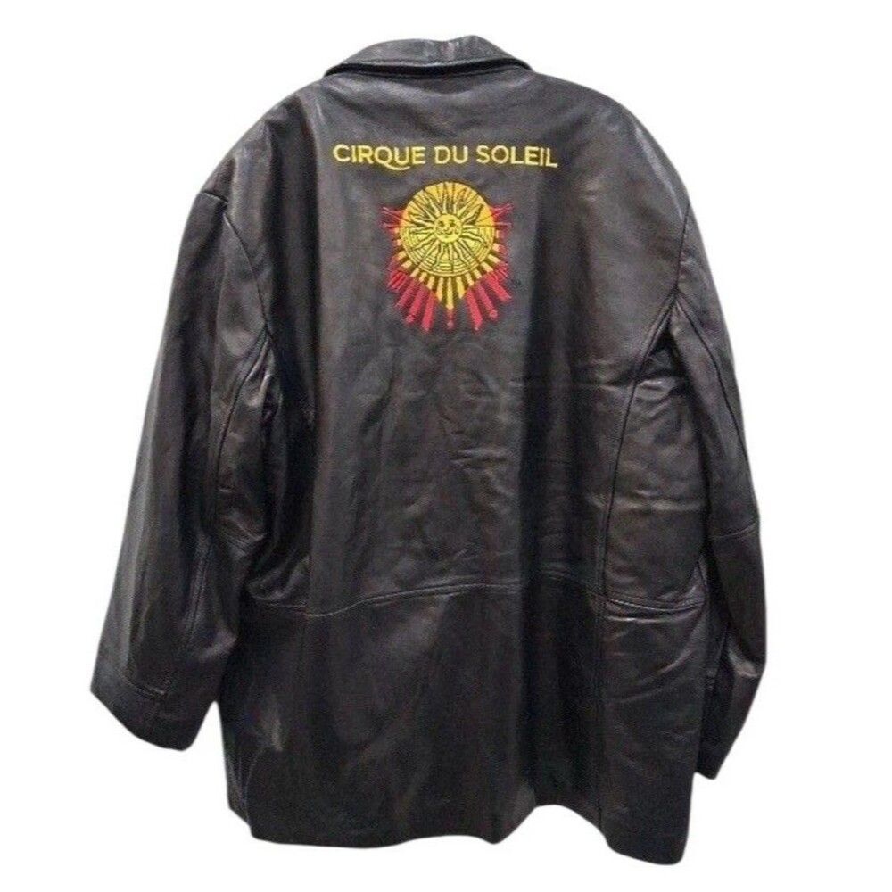 Vintage Danier Cirque du Soleil Leather Jacket 2XL Black Embroidered Rare